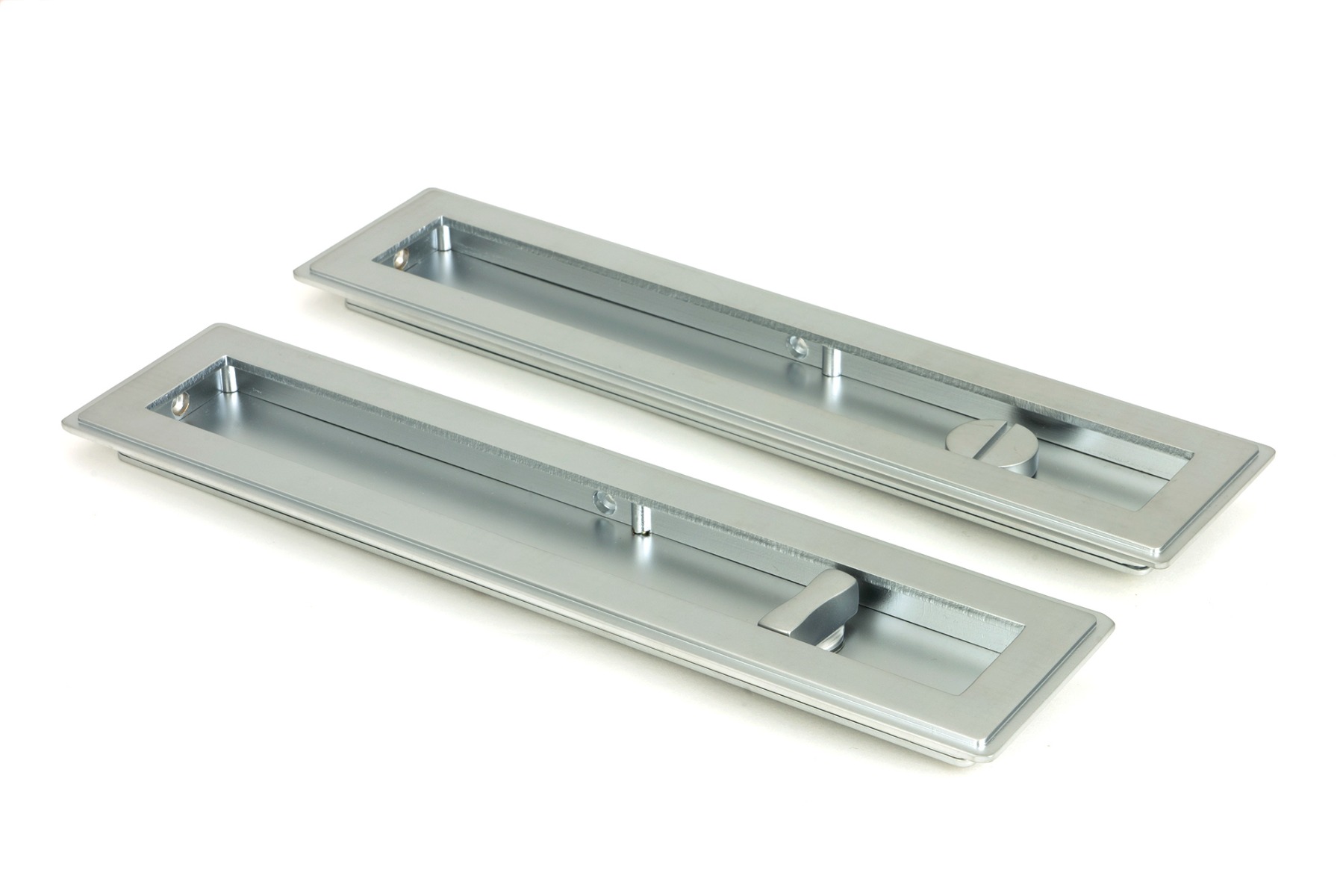 From The Anvil 50641 Satin Chrome 250mm Art Deco Rectangular Pull - Privacy Set Satin Chrome