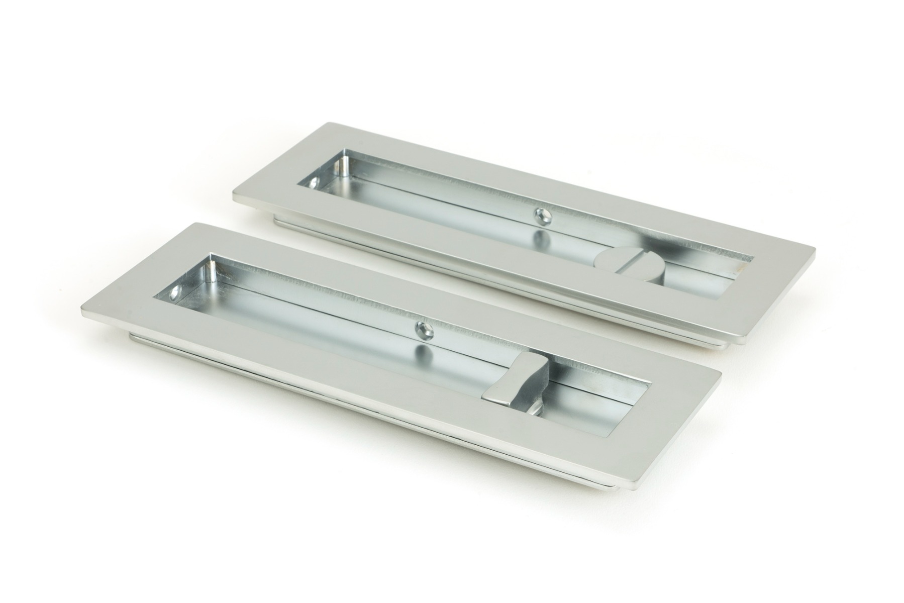 From The Anvil 50642 Satin Chrome 175mm Plain Rectangular Pull - Privacy Set Satin Chrome