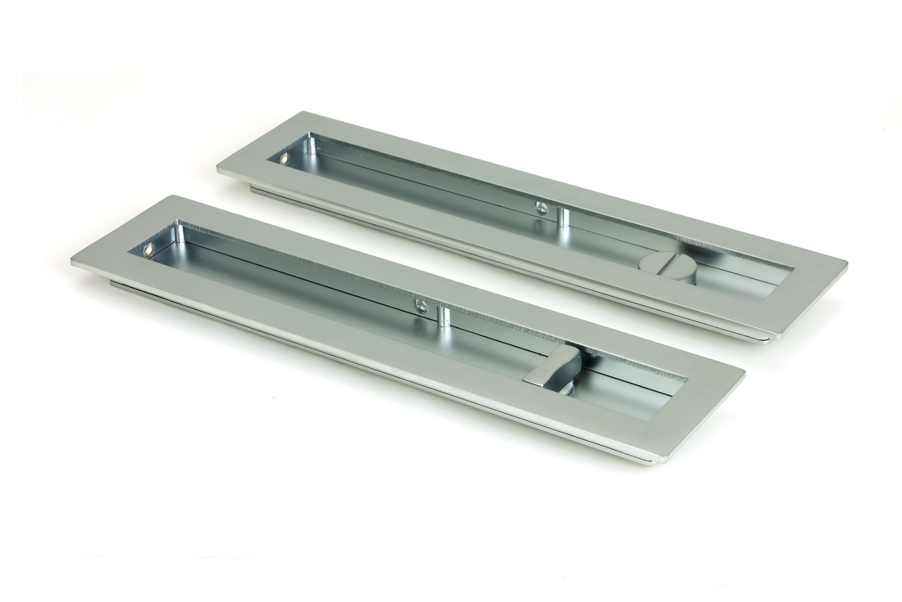 From The Anvil 50643 Satin Chrome 250mm Plain Rectangular Pull - Privacy Set Satin Chrome