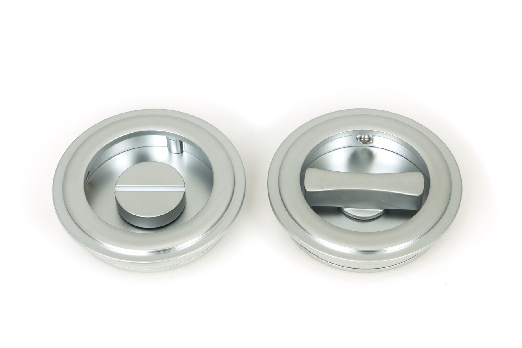 From The Anvil 50648 Satin Chrome 60mm Art Deco Round Pull - Privacy Set Satin Chrome