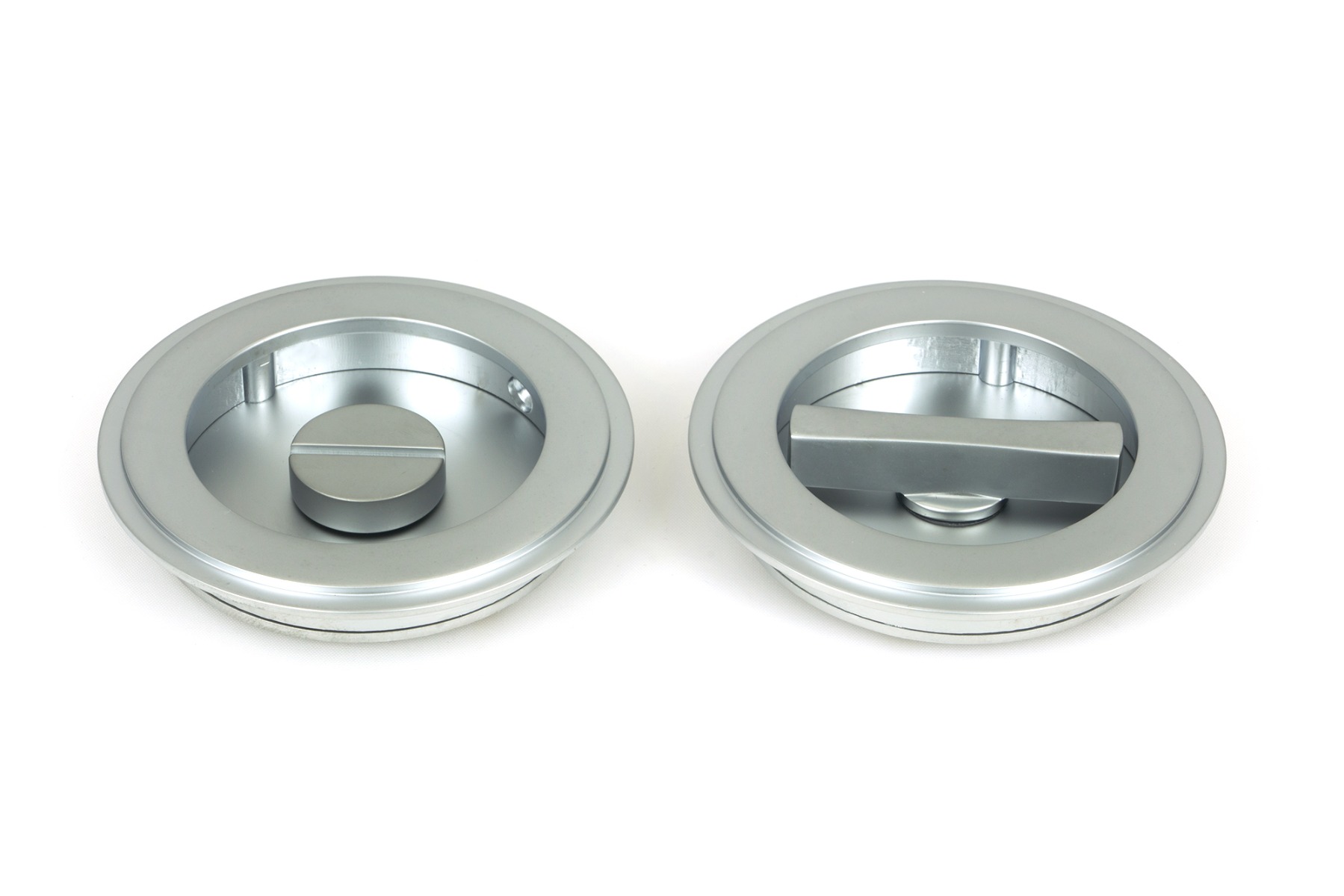 From The Anvil 50649 Satin Chrome 75mm Art Deco Round Pull - Privacy Set Satin Chrome