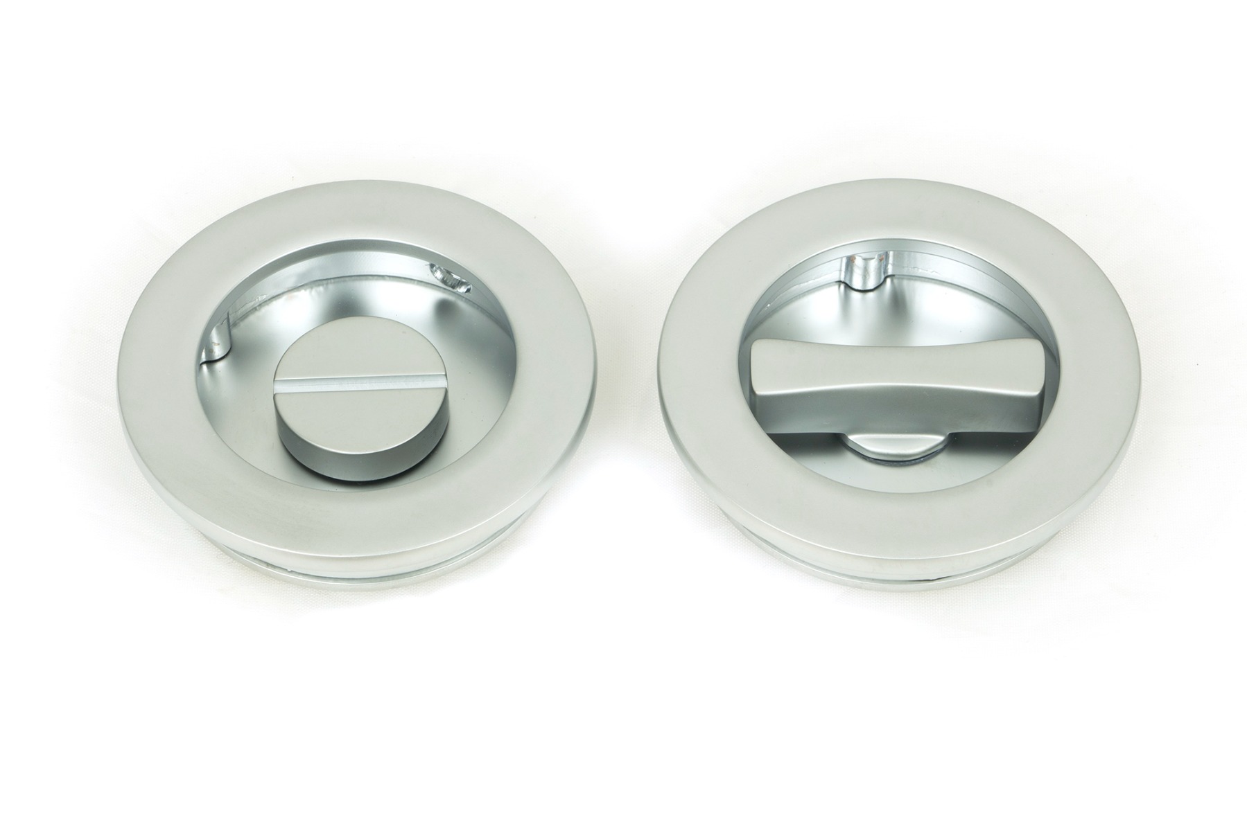 From The Anvil 50650 Satin Chrome 60mm Plain Round Pull - Privacy Set Satin Chrome