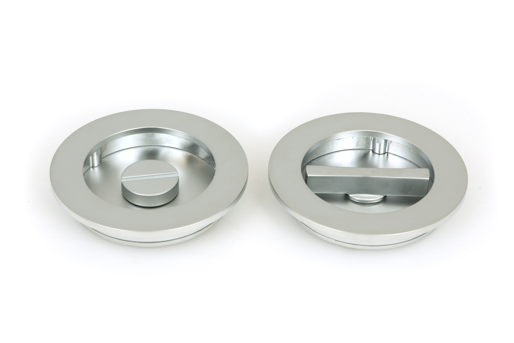 From The Anvil 50651 Satin Chrome 75mm Plain Round Pull - Privacy Set Satin Chrome