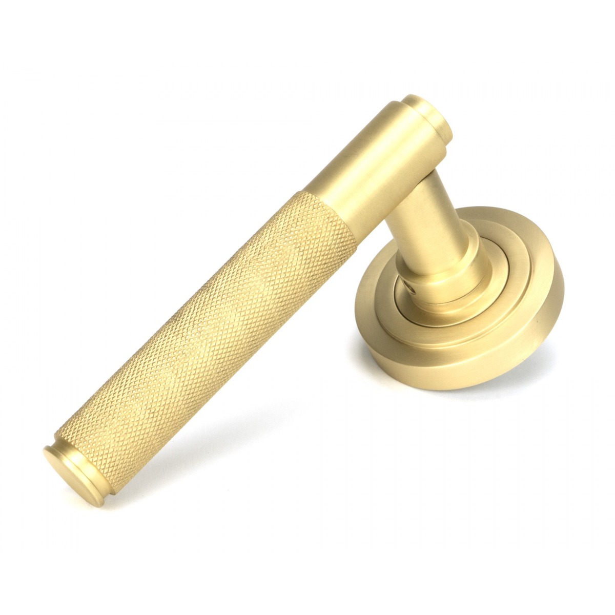 From the Anvil Satin Brass Brompton Lever on Rose Set Art Deco - Unsprung 50848