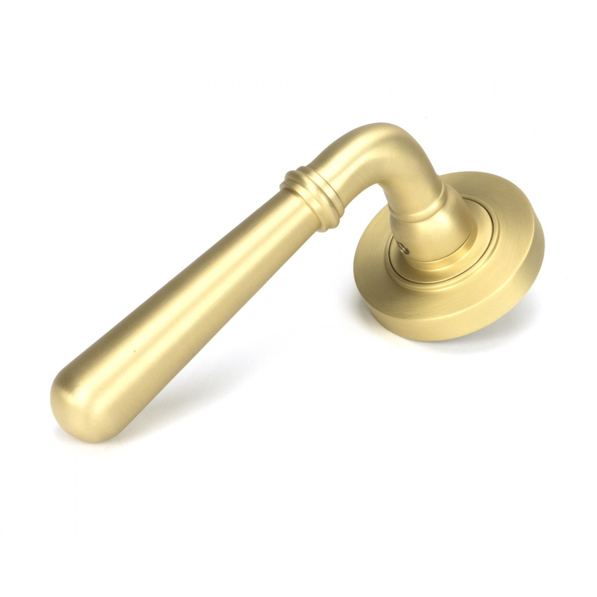 From the Anvil Satin Brass Newbury Lever on Rose Set Plain 50853