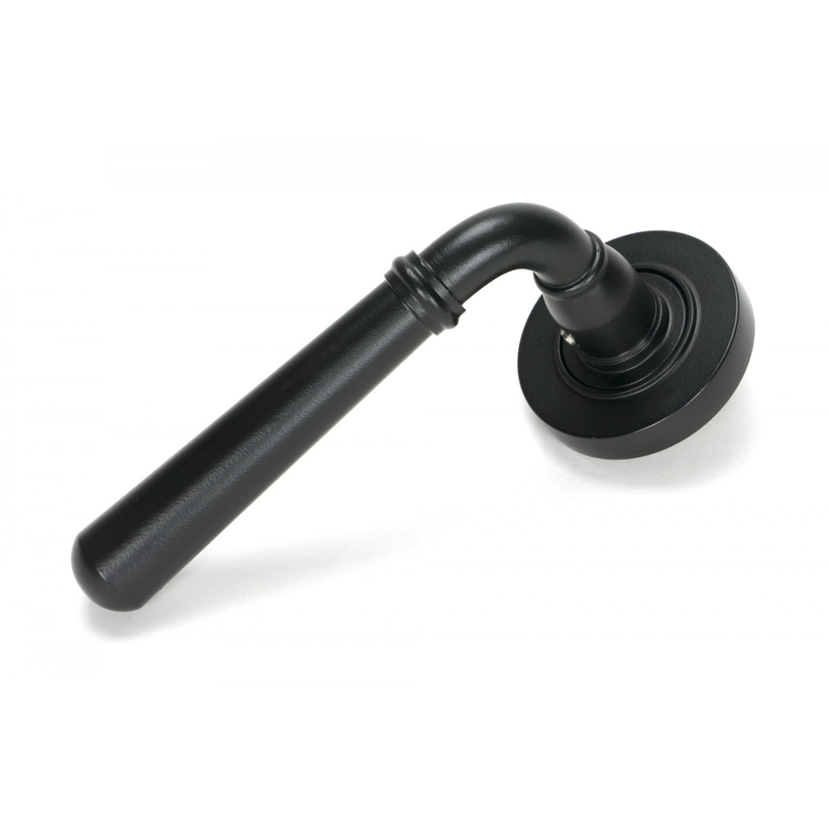 From the Anvil Matt Black Newbury Lever on Rose Set Plain - Unsprung 51326