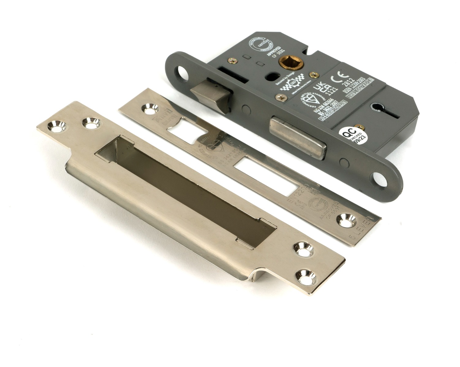 Polished Nickel 65mm 5 Lever Bs Sash Lock From The Anvil