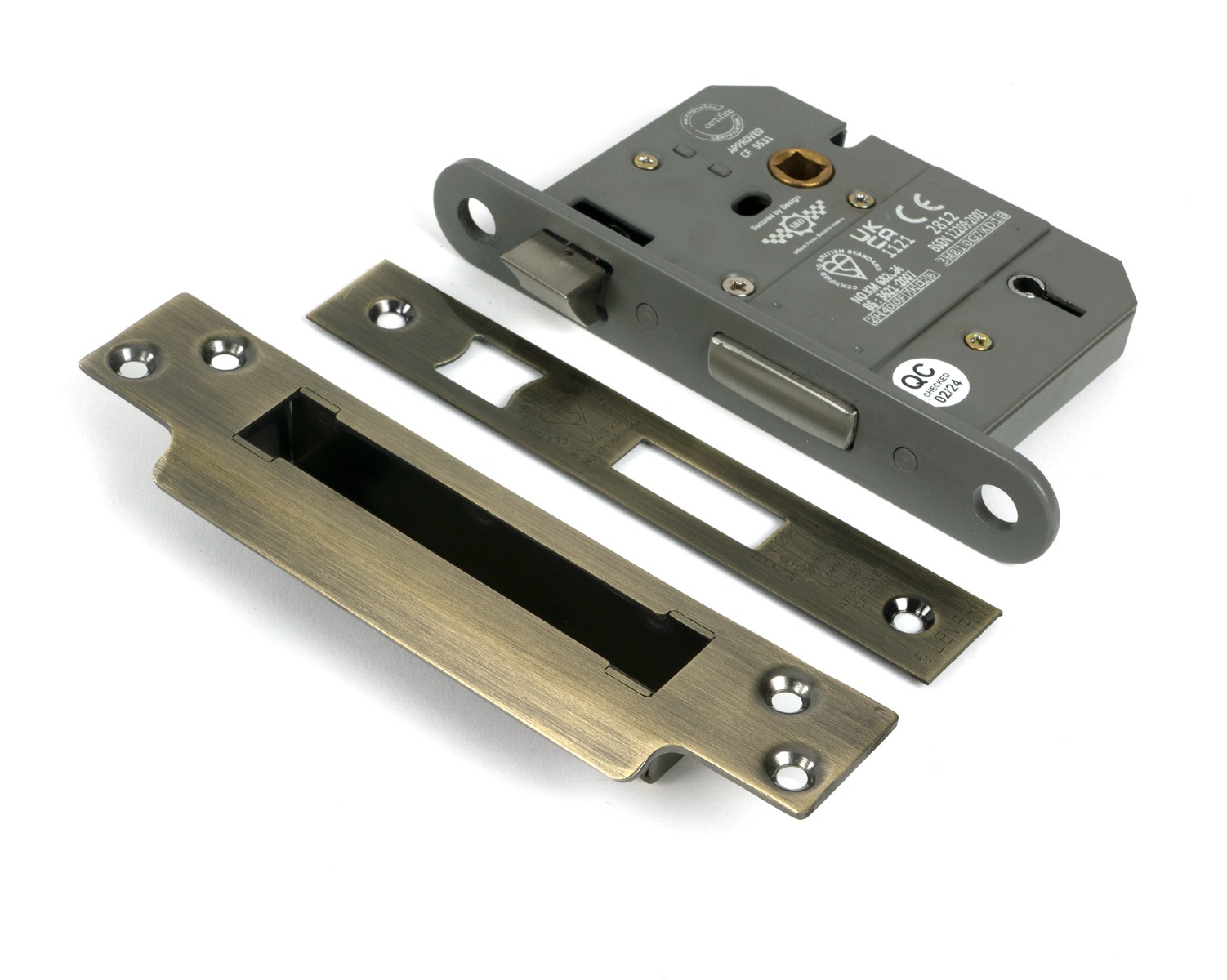 Aged Brass 76mm 5 Lever Bs Sash Lock From The Anvil