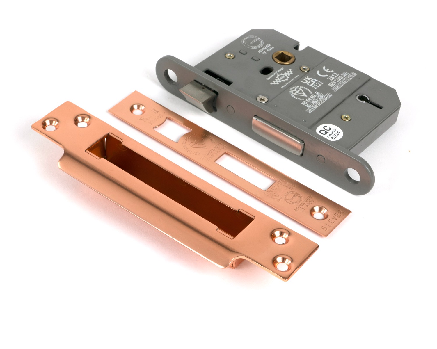 Polished Bronze 76mm 5 Lever Bs Sash Lock From The Anvil