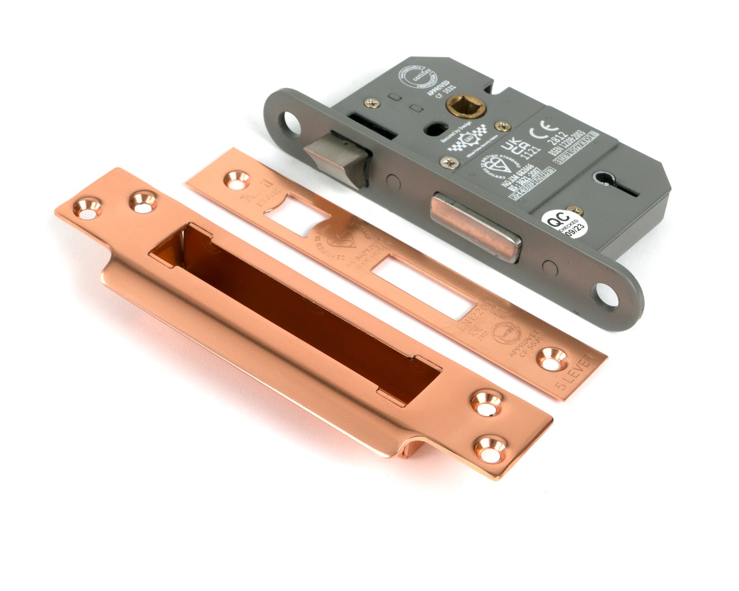 Polished Bronze 65mm 5 Lever Bs Sash Lock Ka From The Anvil