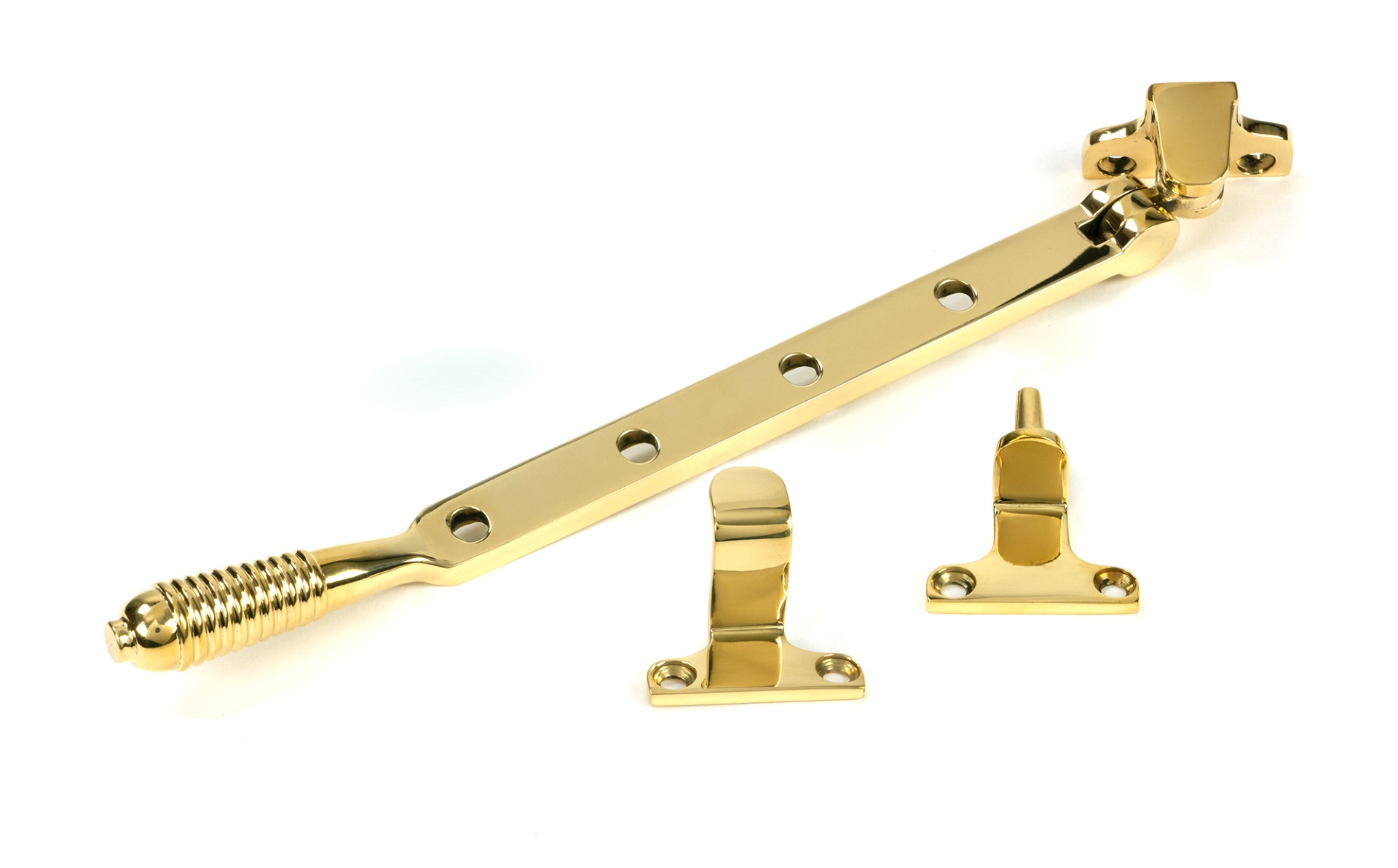 Polished Brass 254mm Reeded Stay Steel Window From The Anvil