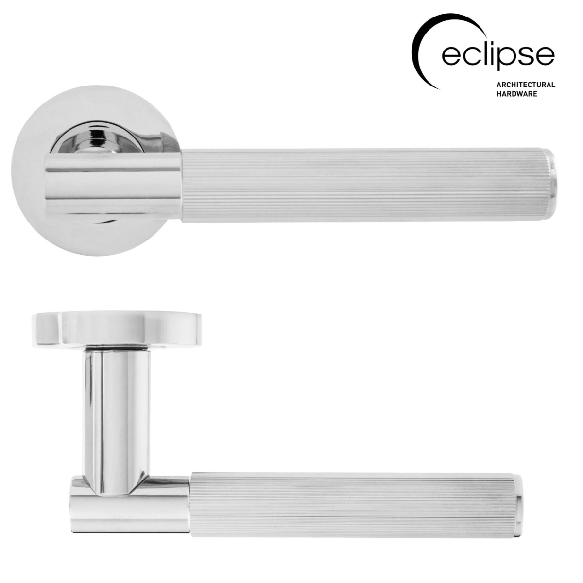 Eclipse Linear Insignia Lever Door Handle On Rose PCP Polished Chrome 63240