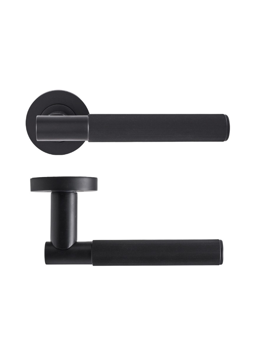 Eclipse Linear Insignia Lever Door Handle On Rose BLK Black 63241