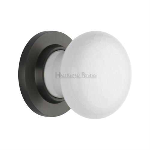 Heritage Brass 7010-MB White Crackle Knob with Matt Bronze base