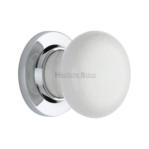 Heritage Brass 7010-PC White Crackle Knob with Polished Chrome base