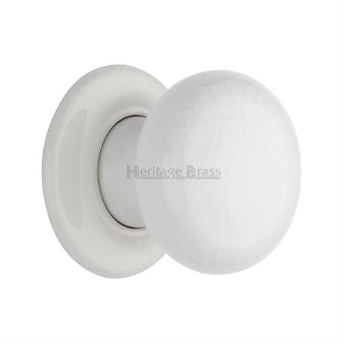 Heritage Brass 7010-PR White Crackle Knob with Porcelain base