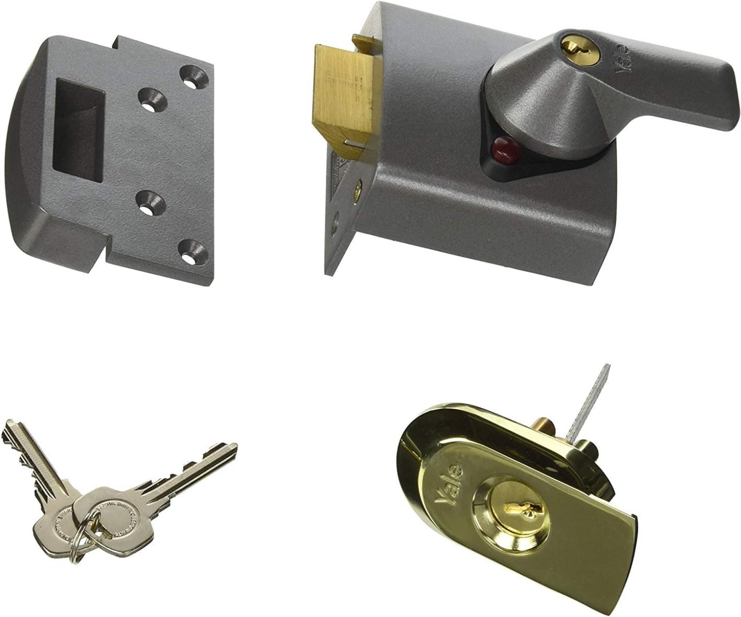 PBS1 Max Security British Standard and Insurance Approved Frontdoor Nightlatch Dark Grey P-BS1-DMG-PB-60 by Yale