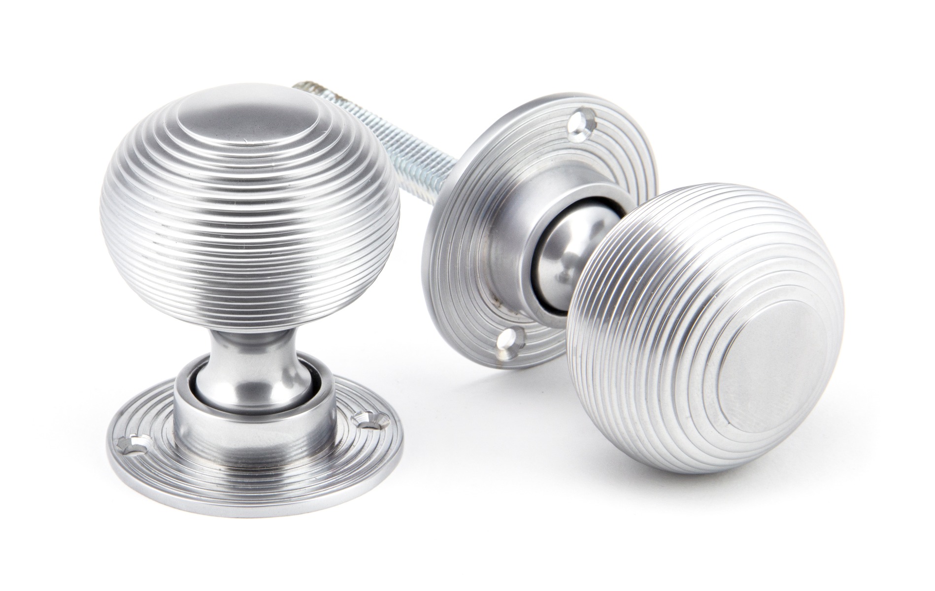 From The Anvil 91974 Satin Chrome Heavy Beehive Mortice/Rim Knob Set