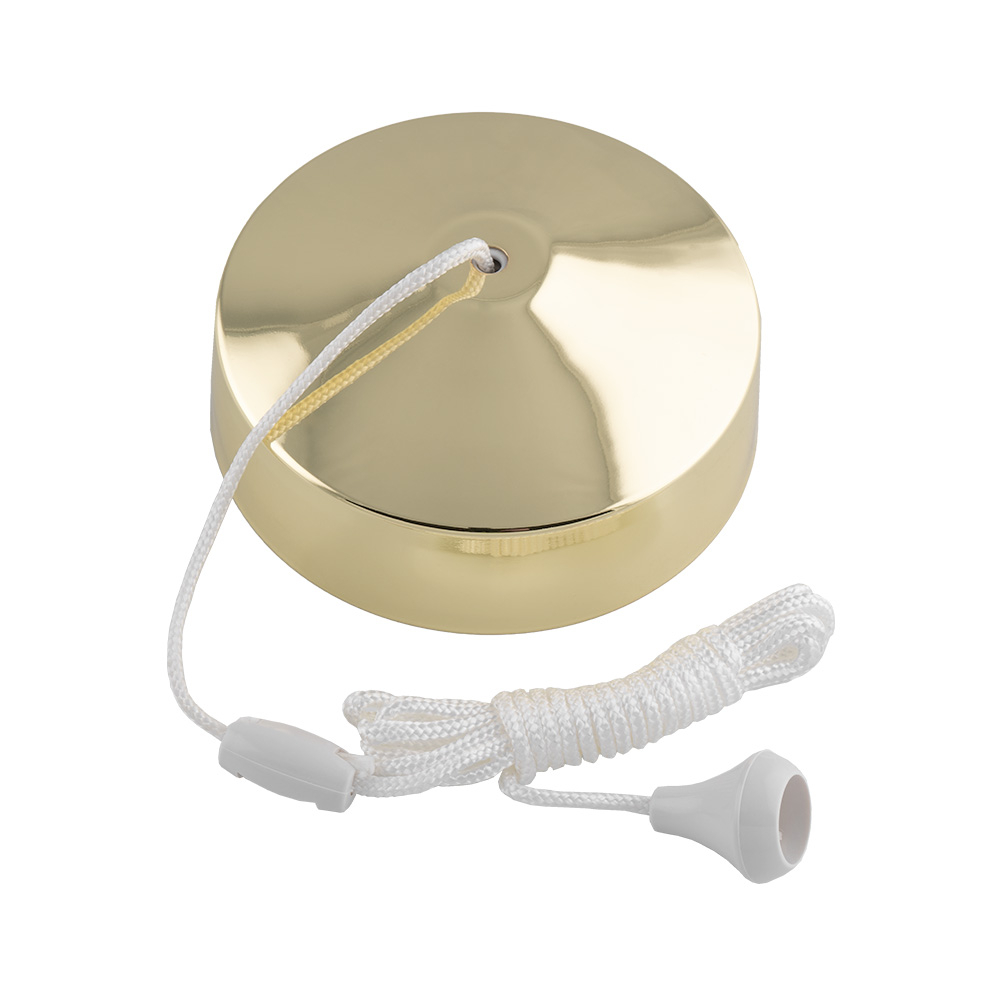 10A Pull Cord 2 Way Ceiling Switch Polished Brass A3222PB Eurolite A3222PB