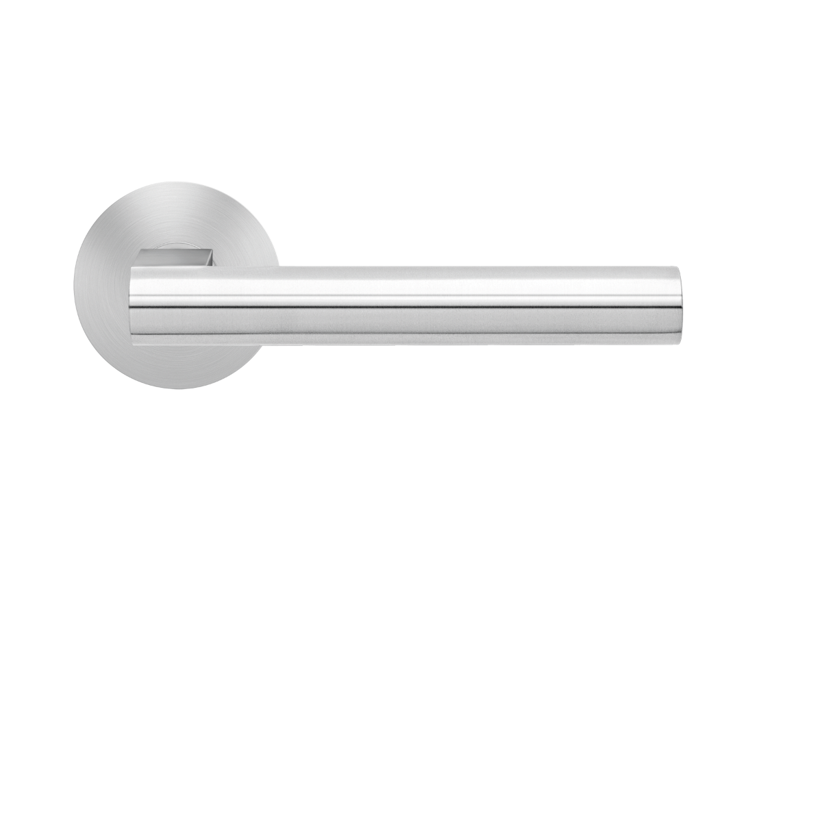 Karcher Design EPL45 Madeira Door Handle on Round Plandesign rose in satin stainless steel,