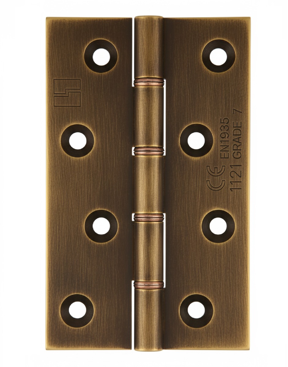 Simonswerk 1240CE Double Phosphor Bronze Washered Brass Butt Hinge CE marked FD30 fire rated 100mm x 65mm c/w Screws Antique Brass