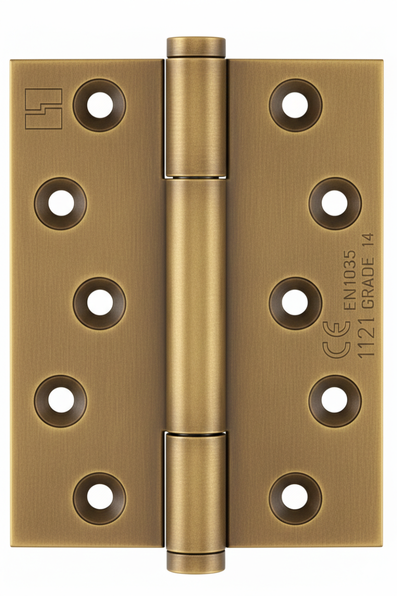 Simonswerk 1750 TRITECH Grade 14 Brass Butt Hinge For Door Weight 160kg CE marked FD30 fire rated 100mmx 76mm c/w Screws Antique Brass