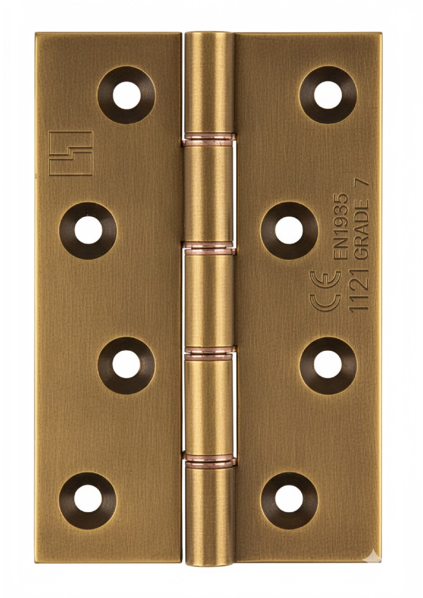 Simonswerk 1250CE Double Phosphor Bronze Washered Brass Butt Hinge CE marked FD30 fire rated 100mmx 75mm c/w Screws Antique Brass