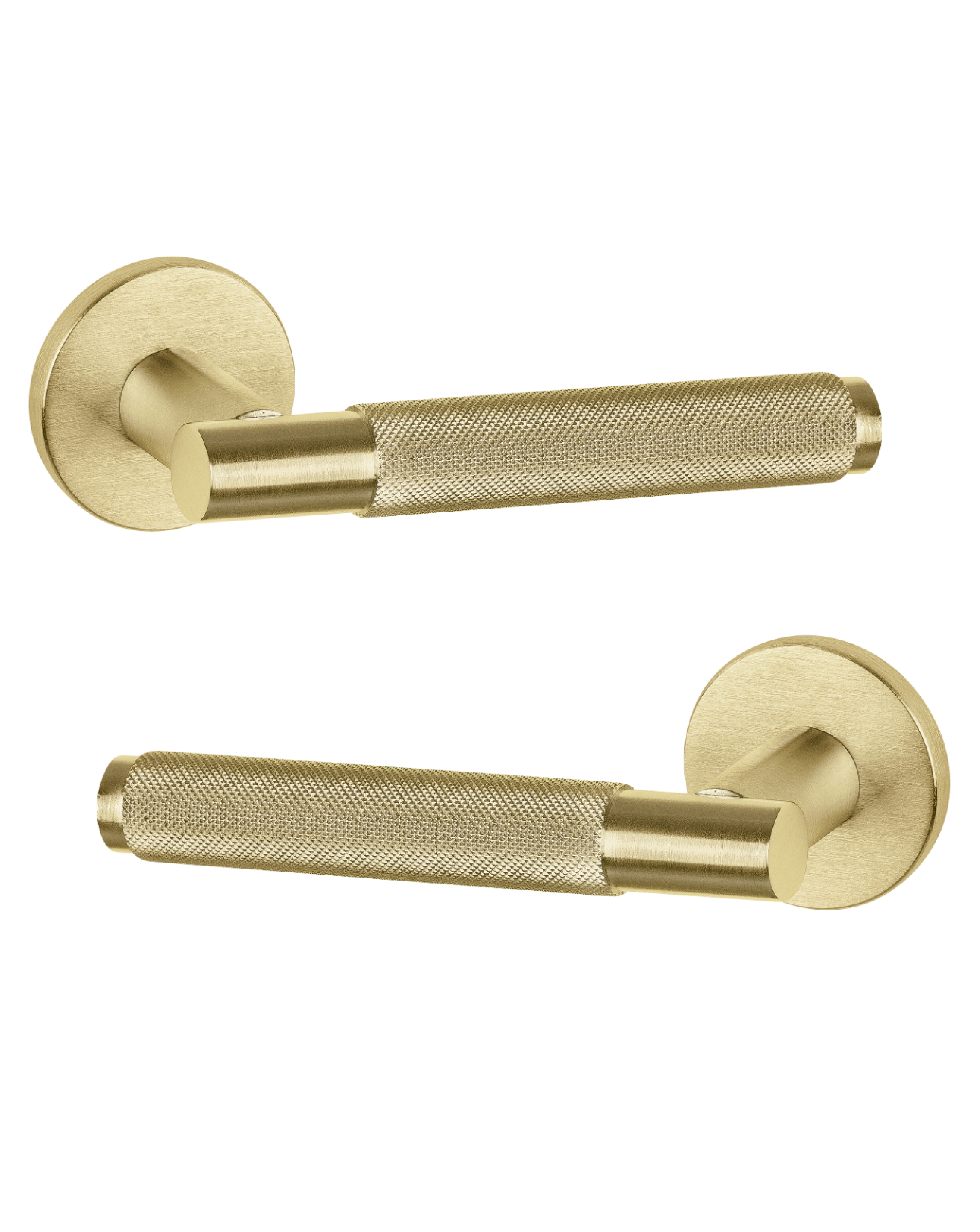 Acre & Clutton Nexus Knurled Lever on Round Rose - Satin Brass