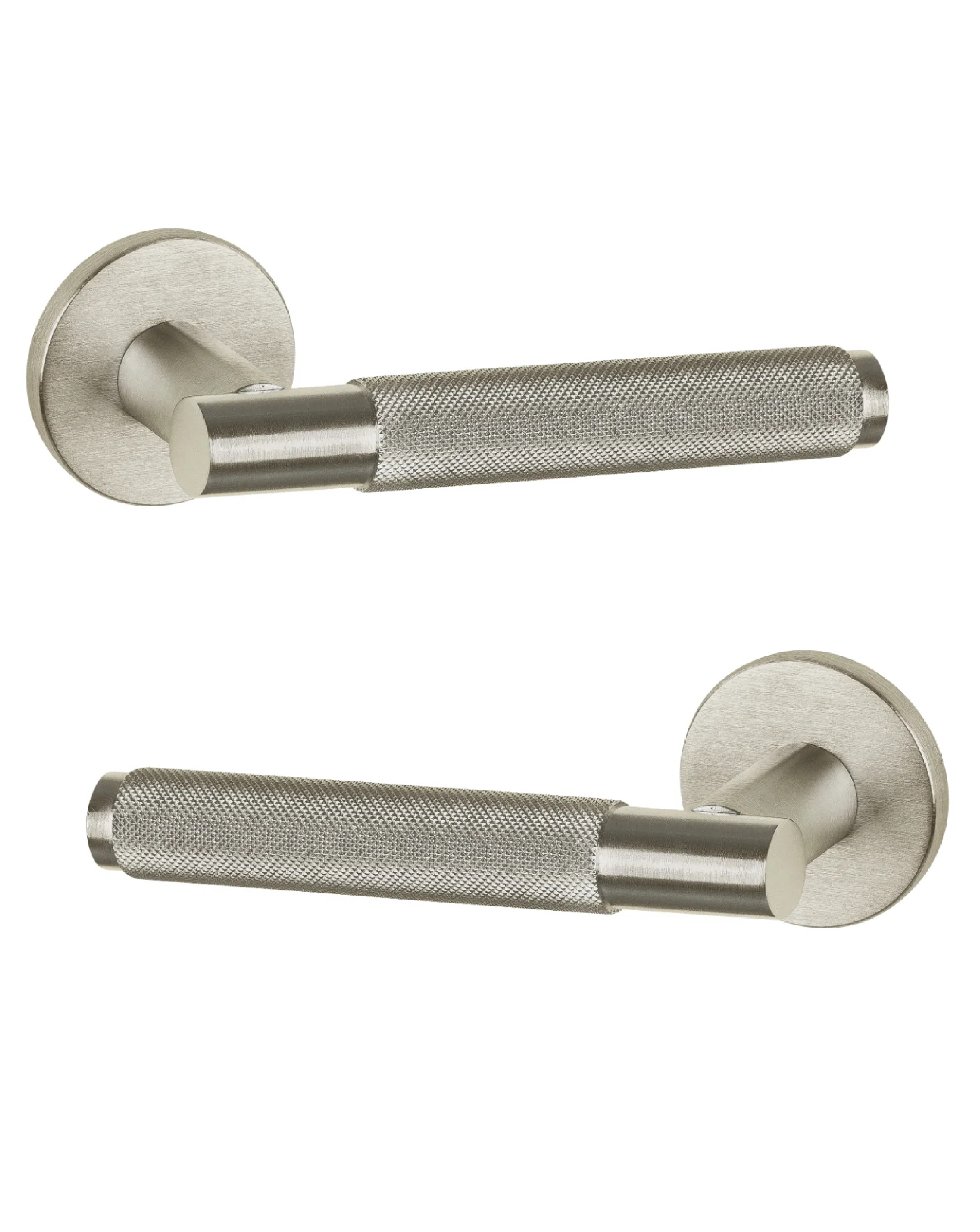 Acre & Clutton Nexus Knurled Lever on Round Rose - Satin Nickel