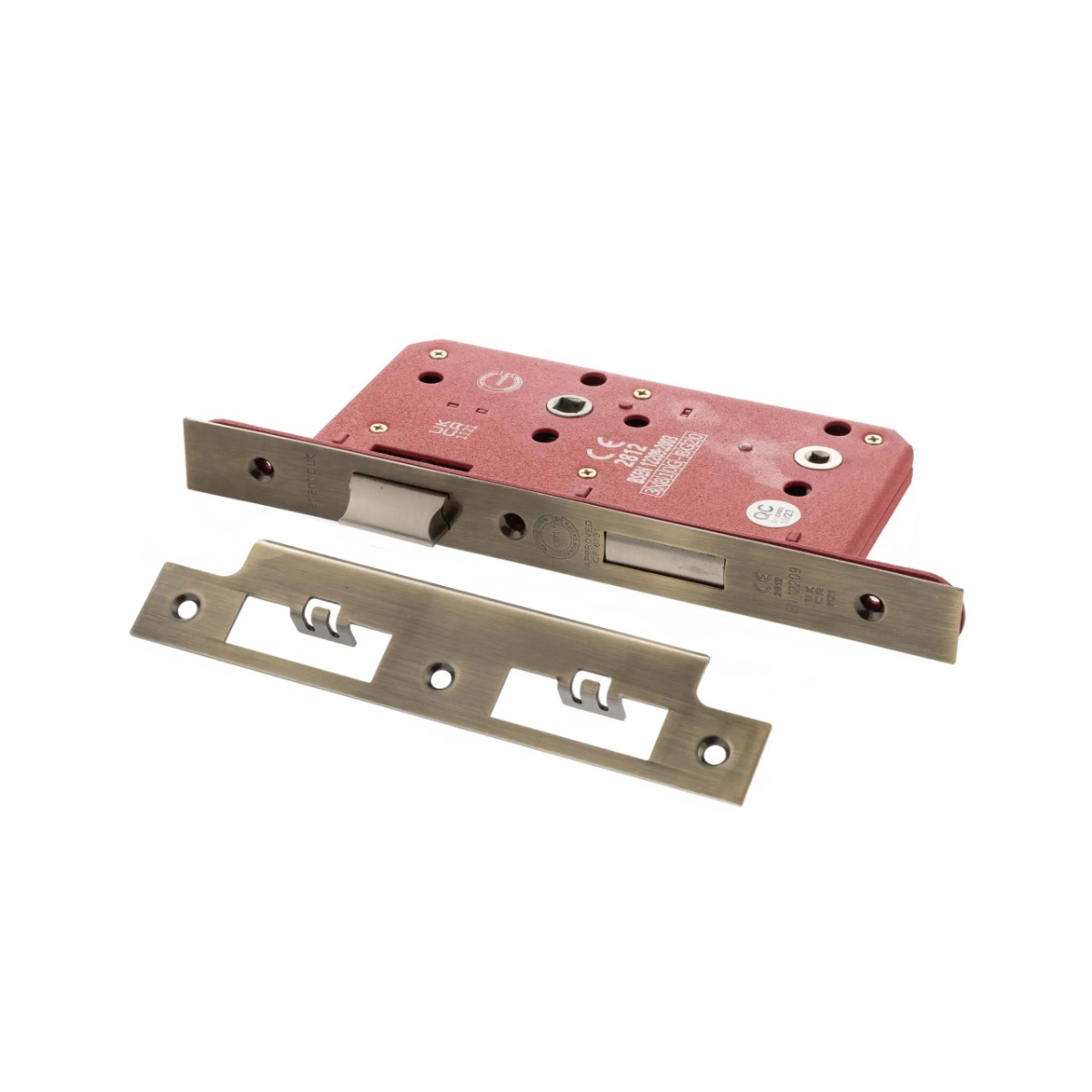Atlantic DIN Bathroom Lock Double Turn 60mm backset - Antique Brass ALKDINB60AB