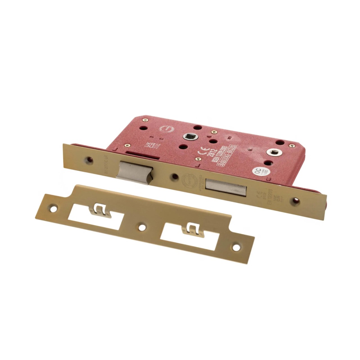 Atlantic DIN Bathroom Lock Double Turn 60mm backset - Satin Brass ALKDINB60SB