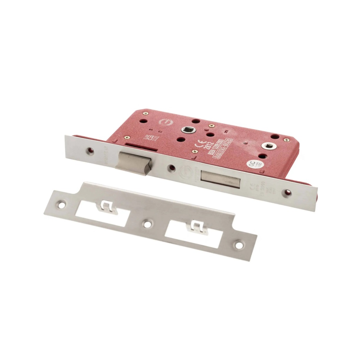 Atlantic DIN Bathroom Lock Double Turn 60mm backset - Satin Chrome ALKDINB60SC