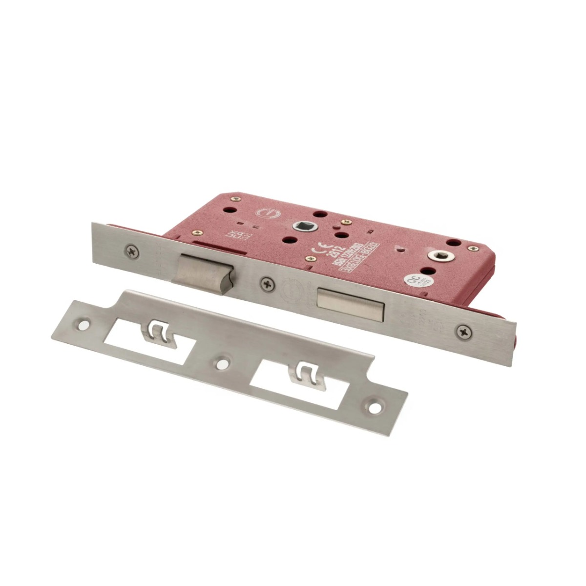 Atlantic DIN Bathroom Lock Double Turn 60mm backset - Satin Stainless Steel ALKDINB60SSS