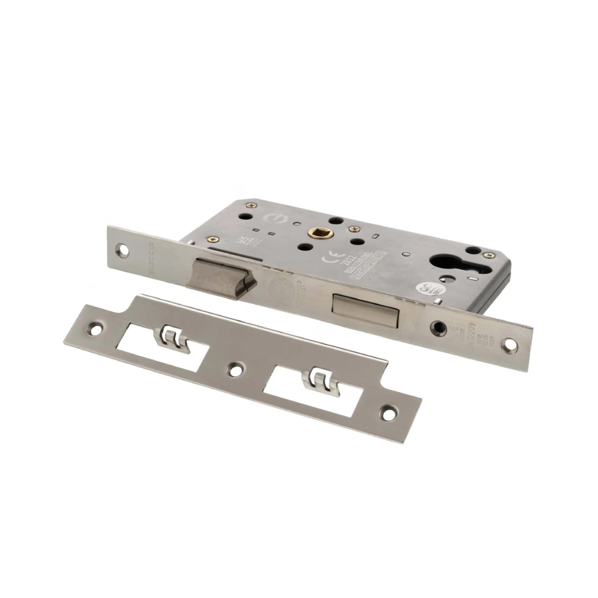 Atlantic DIN Euro Profile Sashlock Double Throw 60mm backset - Polished Stainless Steel ALKDINES60PSS