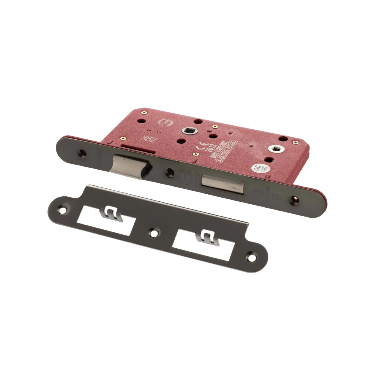 Atlantic DIN Radius Bathroom Lock Double Turn 60mm backset - Black Nickel ALKDINRB60BN