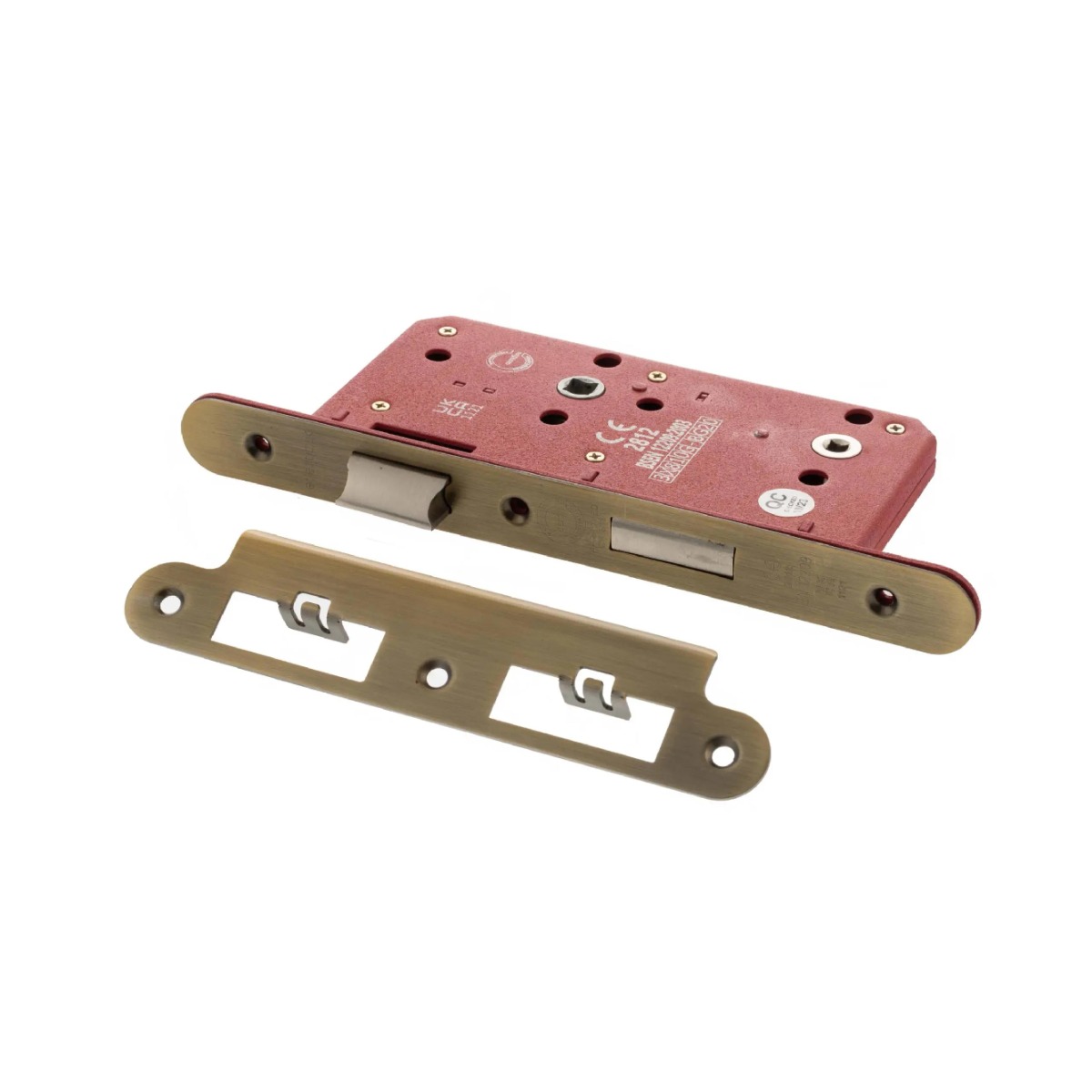 Atlantic DIN Radius Bathroom Lock Double Turn 60mm backset - Matt Antique Brass ALKDINRB60MAB
