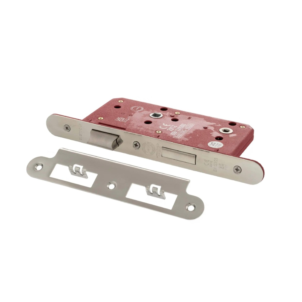 Atlantic DIN Radius Bathroom Lock Double Turn 60mm backset - Polished Stainless Steel ALKDINRB60PSS