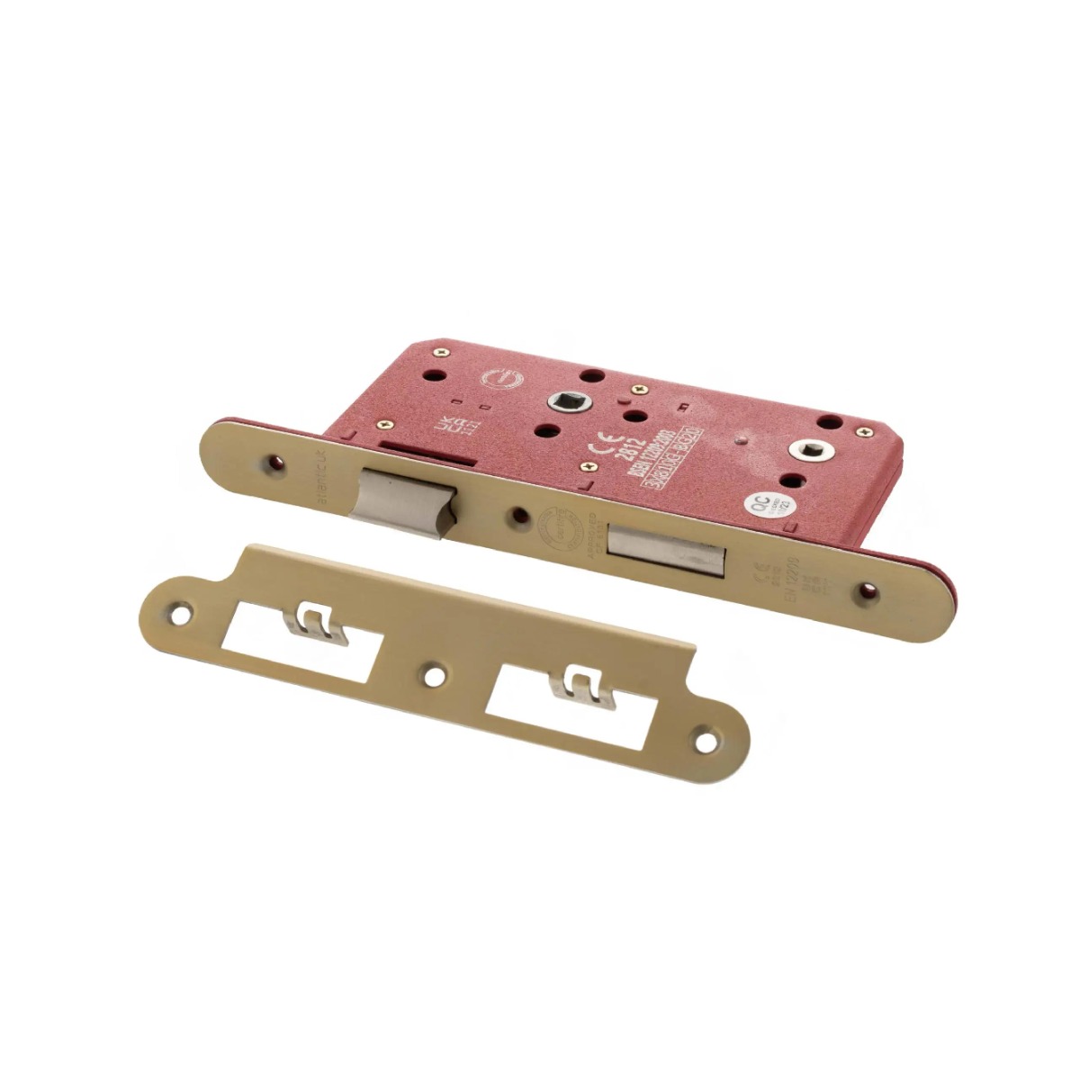 Atlantic DIN Radius Bathroom Lock Double Turn 60mm backset - Satin Brass ALKDINRB60SB