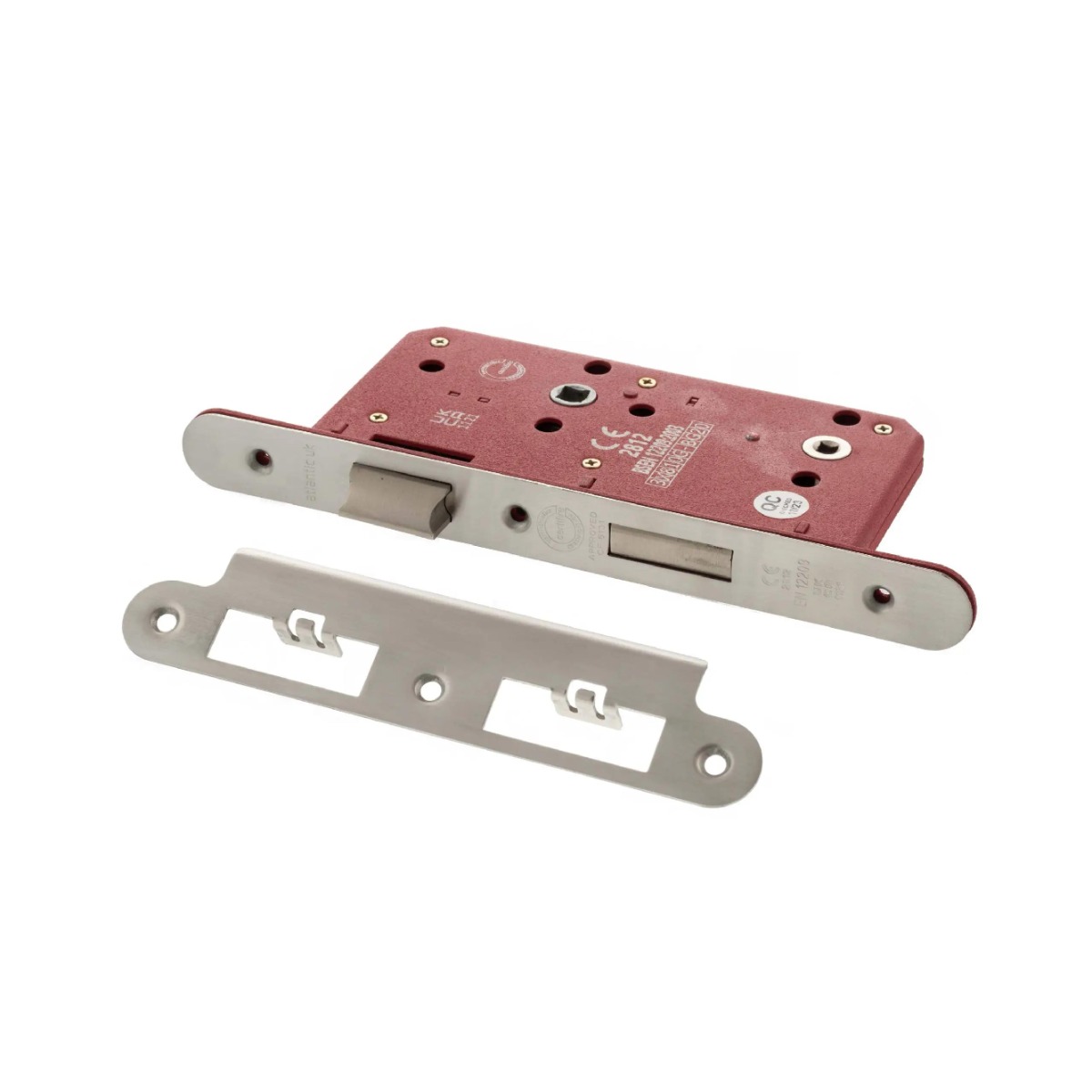 Atlantic DIN Radius Bathroom Lock Double Turn 60mm backset - Satin Chrome ALKDINRB60SC