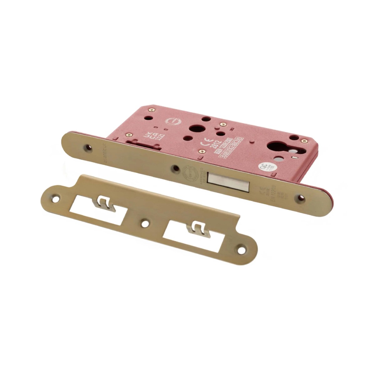 Atlantic DIN Radius Euro Profile Deadlock Double Throw 60mm backset - Satin Brass ALKDINRED60SB