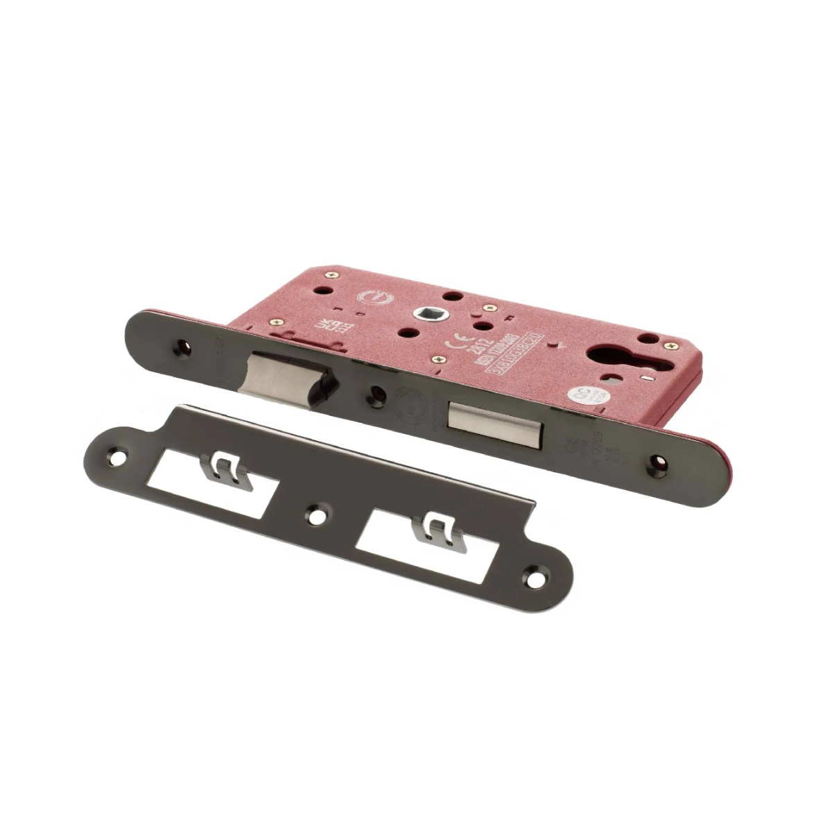 Atlantic DIN Radius Euro Profile Sashlock Double Throw 60mm backset - Black Nickel ALKDINRES60BN