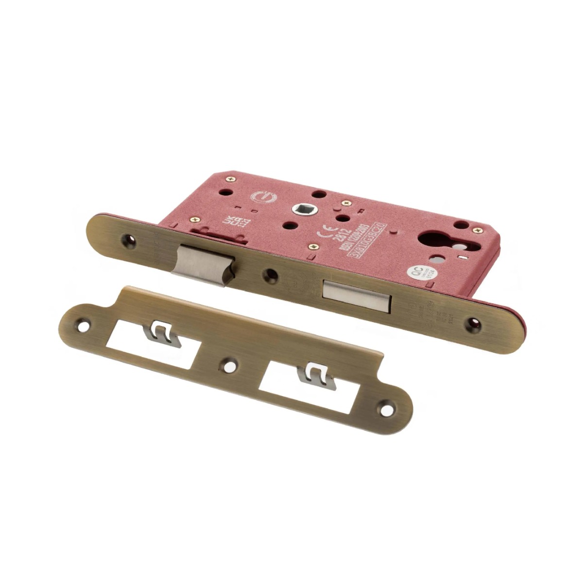 Atlantic DIN Radius Euro Profile Sashlock Double Throw 60mm backset - Matt Antique Brass ALKDINRES60MAB