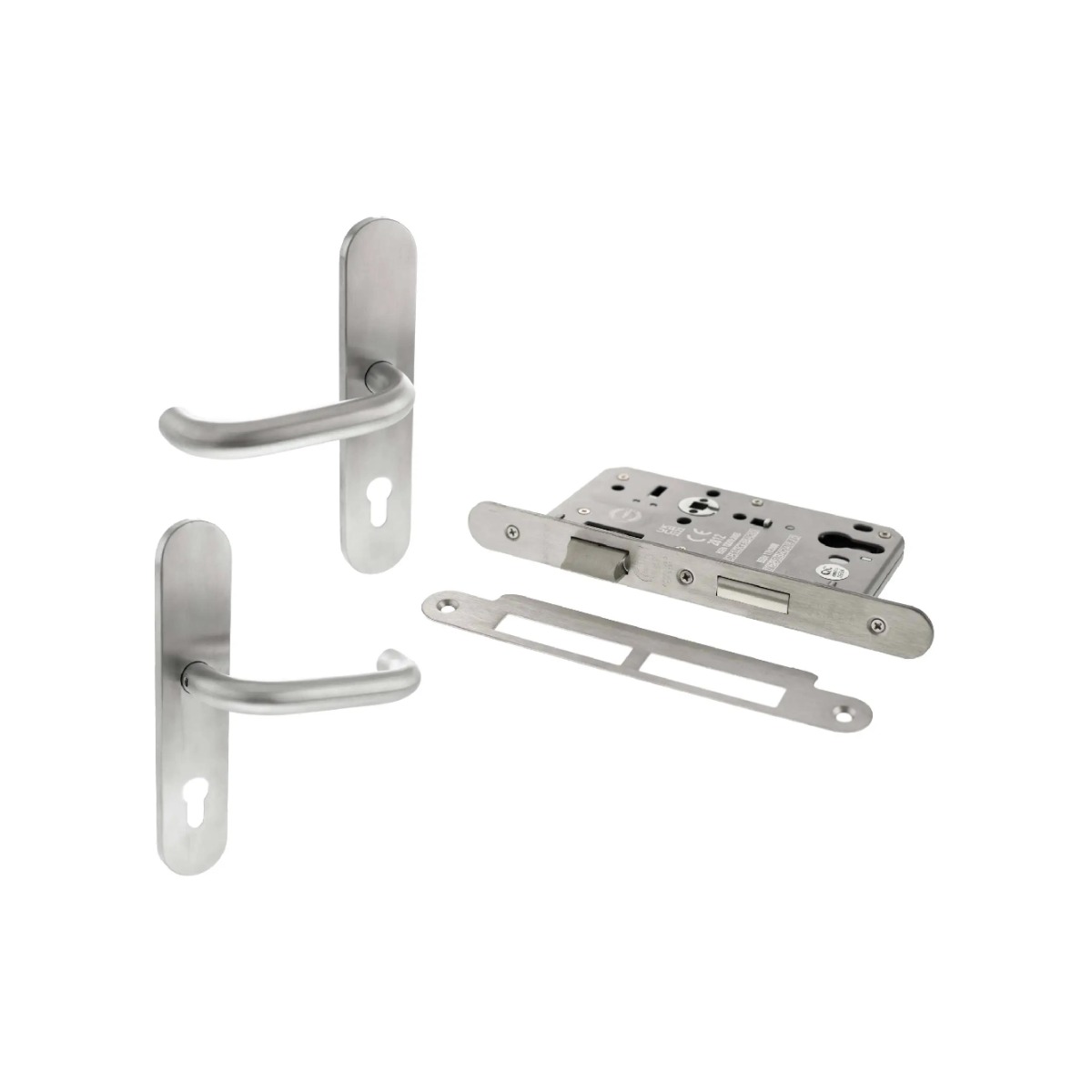 Atlantic DIN Radius Euro Profile Escape Sashlock Double Throw with RTD lever 60mm backset - Satin Stainless Steel ALKDINRESCS60SSS