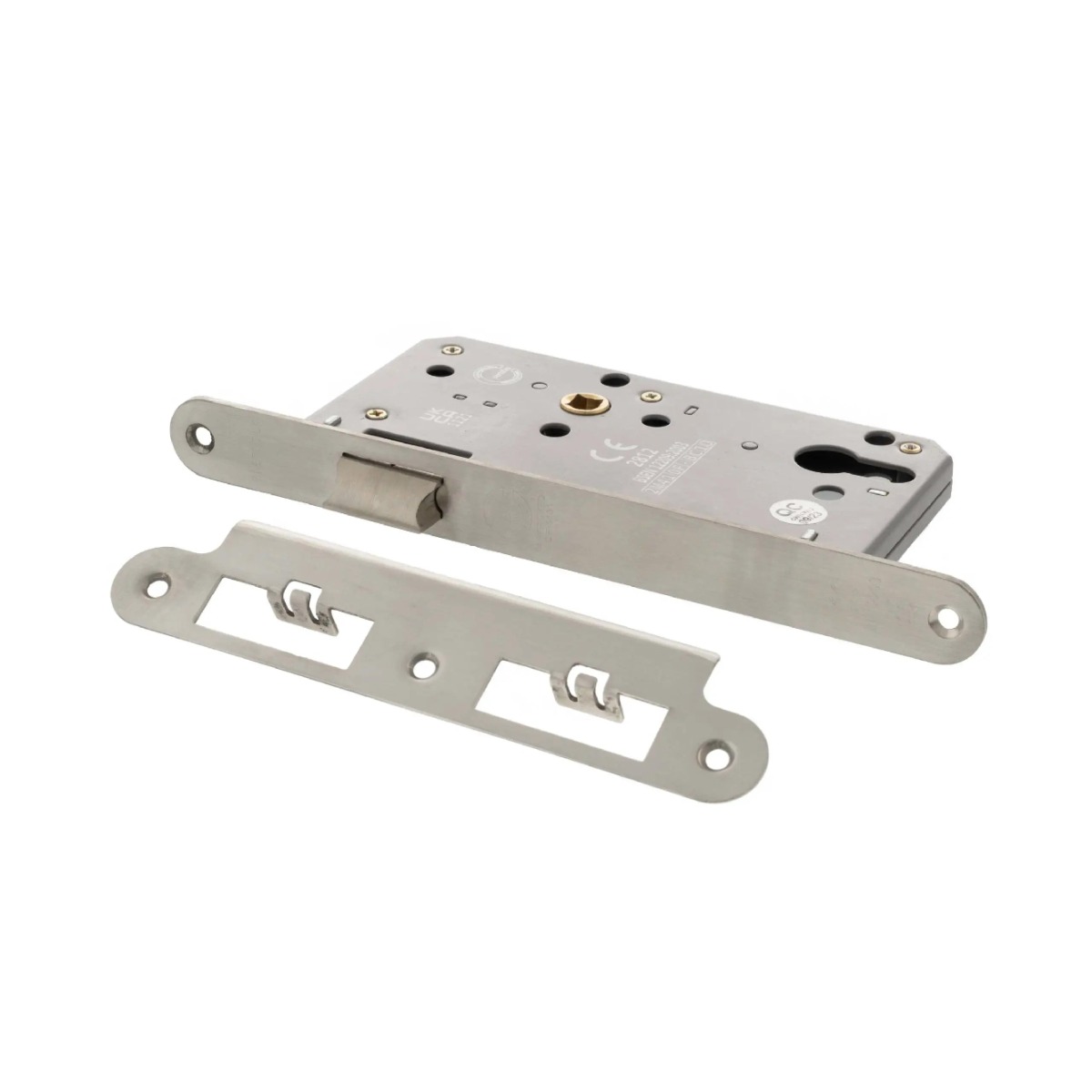 Atlantic DIN Radius Latch 60mm backset - Satin Stainless Steel ALKDINRL60SSS