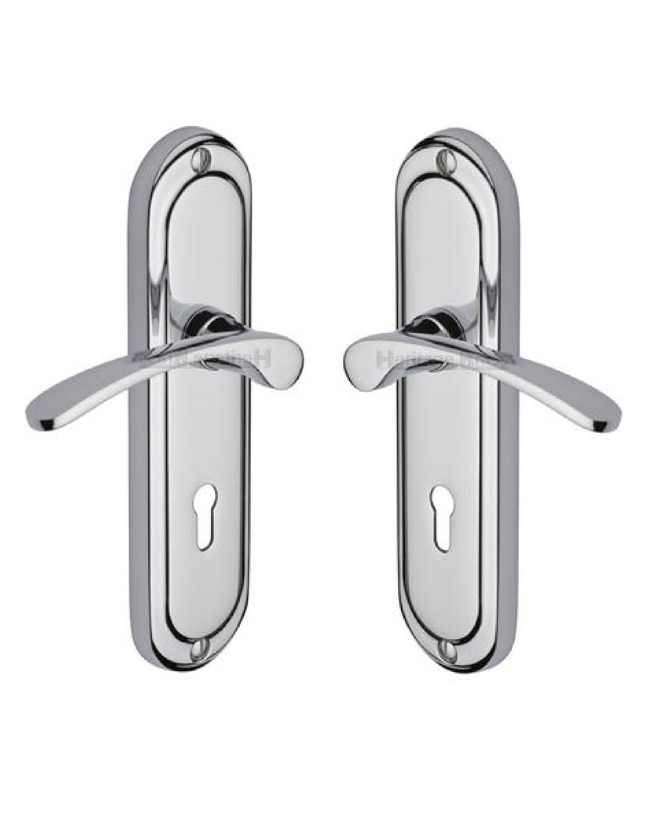 Heritage Brass AMB6200-PC Door Handle Lever Lock Ambassador Design Polished Chrome finish