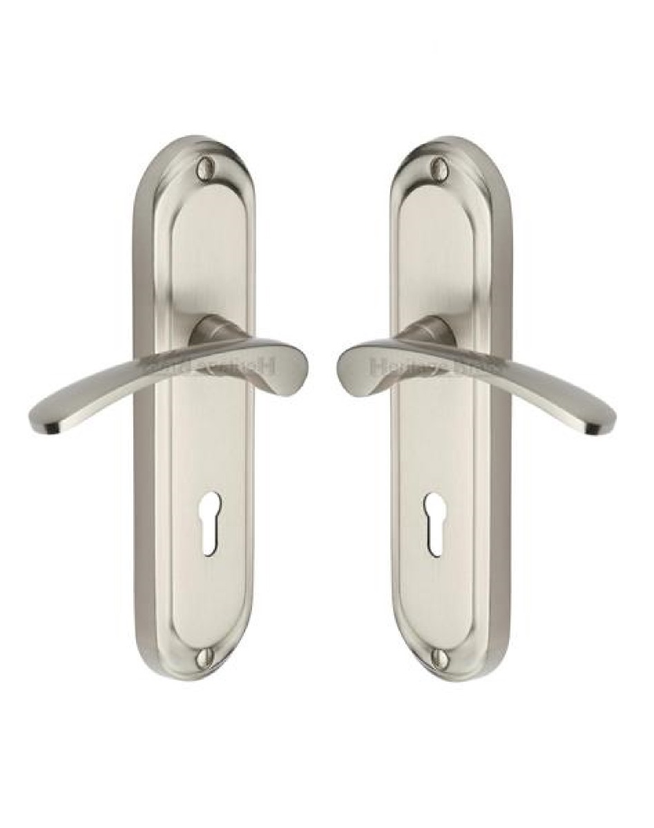 Heritage Brass AMB6200-SN Door Handle Lever Lock Ambassador Design Satin Nickel finish