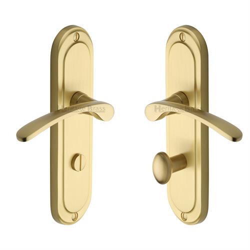 Heritage Brass AMB6230-SB Door Handle for Bathroom Ambassador Design Satin Brass