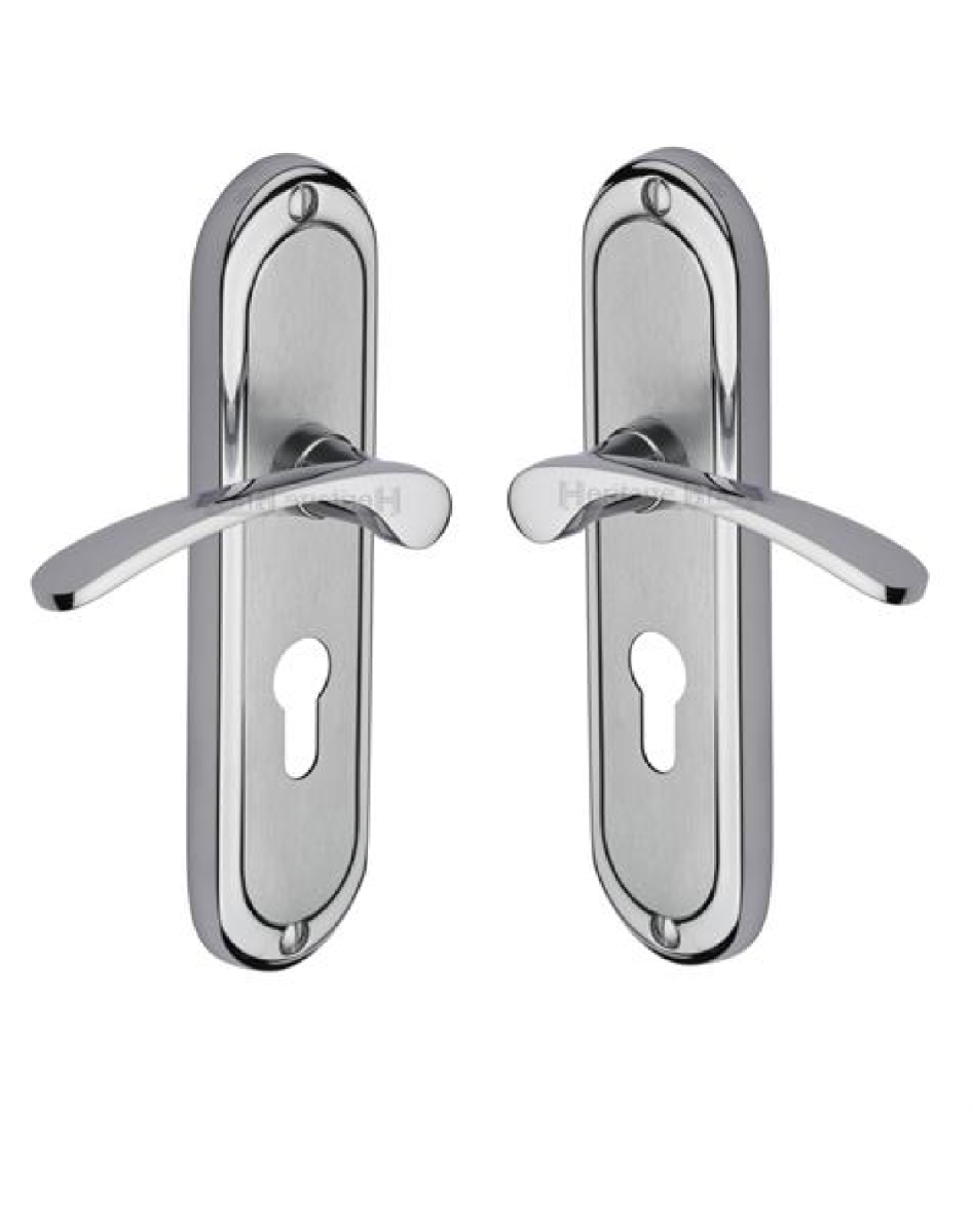 Heritage Brass AMB6248-AP Door Handle for Euro Profile Plate Ambassador Design Apollo finish