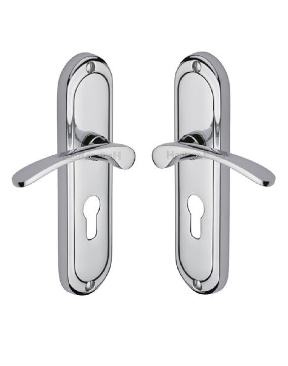 Heritage Brass AMB6248-PC Door Handle for Euro Profile Plate Ambassador Design Polished Chrome finish