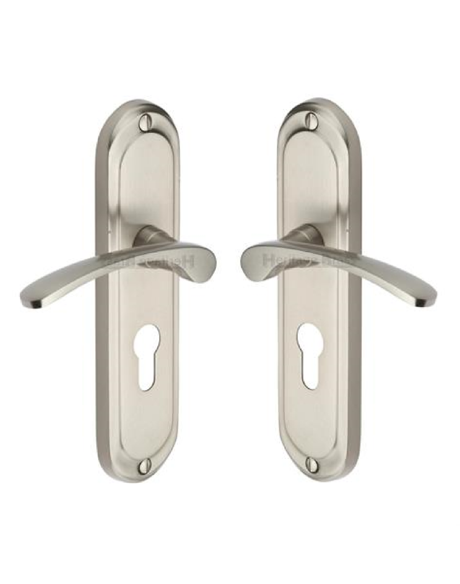 Heritage Brass AMB6248-SN Door Handle for Euro Profile Plate Ambassador Design Satin Nickel finish